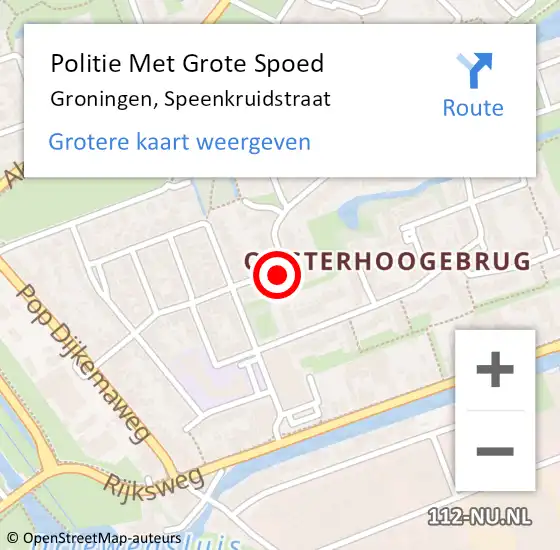 Locatie op kaart van de 112 melding: Politie Met Grote Spoed Naar Groningen, Speenkruidstraat op 7 juni 2021 00:05