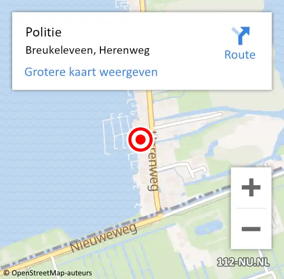 Locatie op kaart van de 112 melding: Politie Breukeleveen, Herenweg op 7 juni 2021 03:40