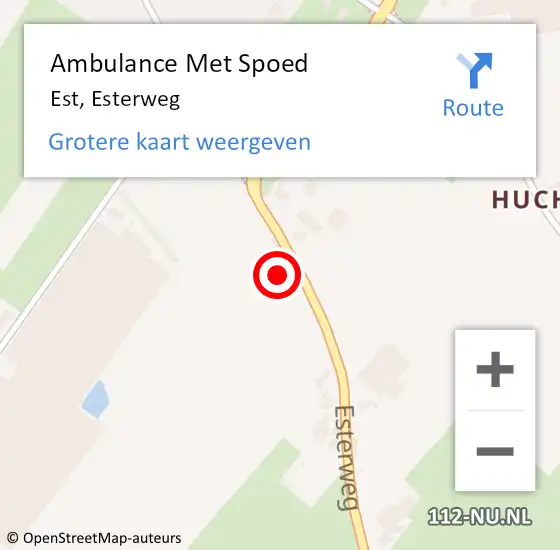 Locatie op kaart van de 112 melding: Ambulance Met Spoed Naar Est, Esterweg op 7 juni 2021 07:16