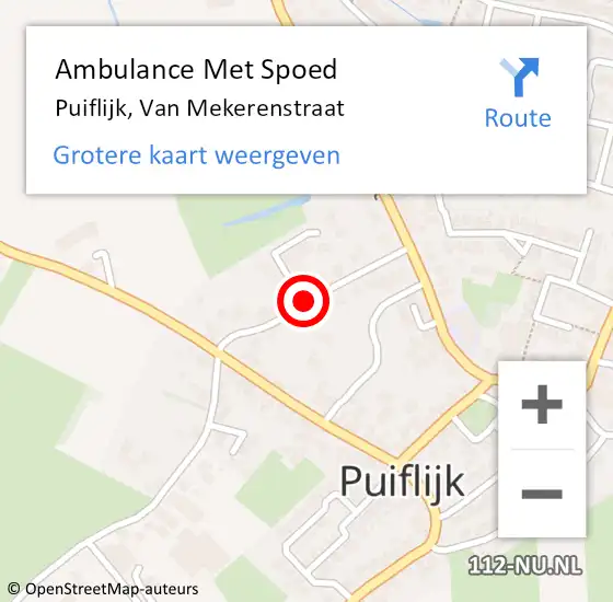 Locatie op kaart van de 112 melding: Ambulance Met Spoed Naar Puiflijk, Van Mekerenstraat op 7 juni 2021 08:00
