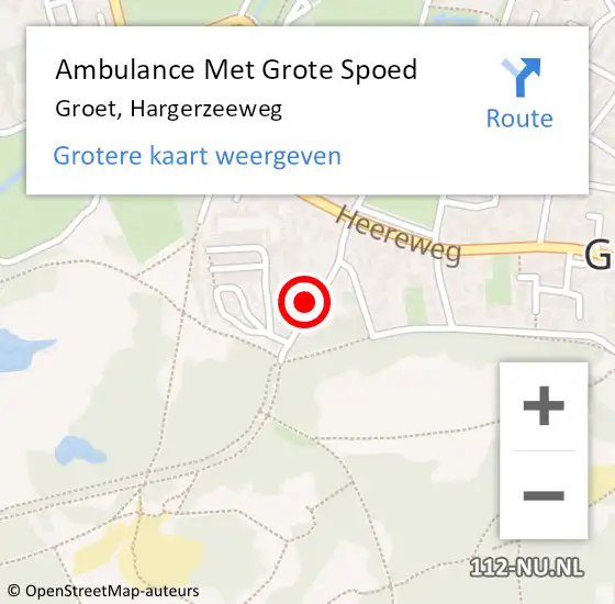 Locatie op kaart van de 112 melding: Ambulance Met Grote Spoed Naar Groet, Hargerzeeweg op 7 juni 2021 09:44