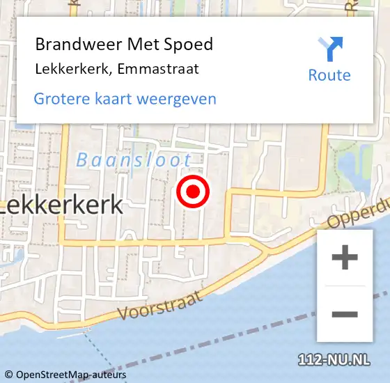 Locatie op kaart van de 112 melding: Brandweer Met Spoed Naar Lekkerkerk, Emmastraat op 7 juni 2021 11:28