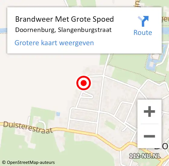Locatie op kaart van de 112 melding: Brandweer Met Grote Spoed Naar Doornenburg, Slangenburgstraat op 7 juni 2021 12:34