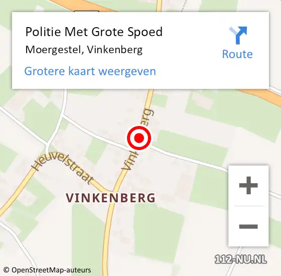 Locatie op kaart van de 112 melding: Politie Met Grote Spoed Naar Moergestel, Vinkenberg op 7 juni 2021 14:38