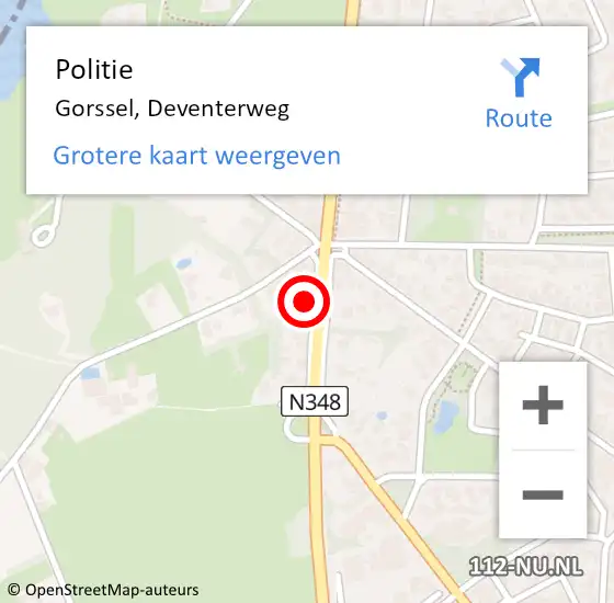 Locatie op kaart van de 112 melding: Politie Gorssel, Deventerweg op 7 juni 2021 18:34