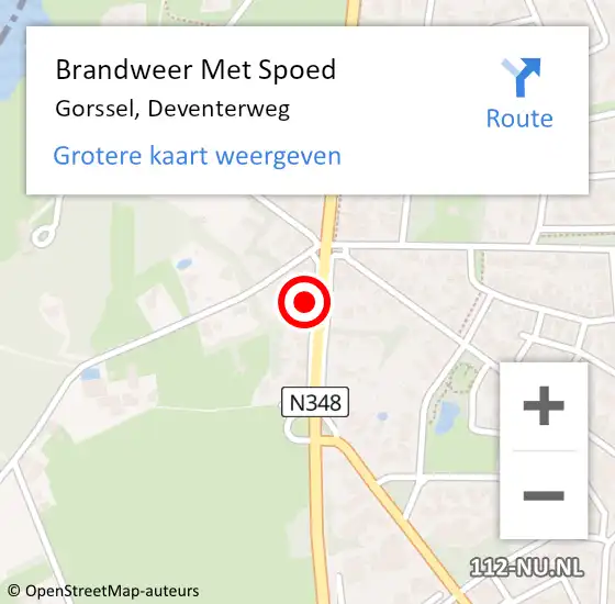 Locatie op kaart van de 112 melding: Brandweer Met Spoed Naar Gorssel, Deventerweg op 7 juni 2021 19:17