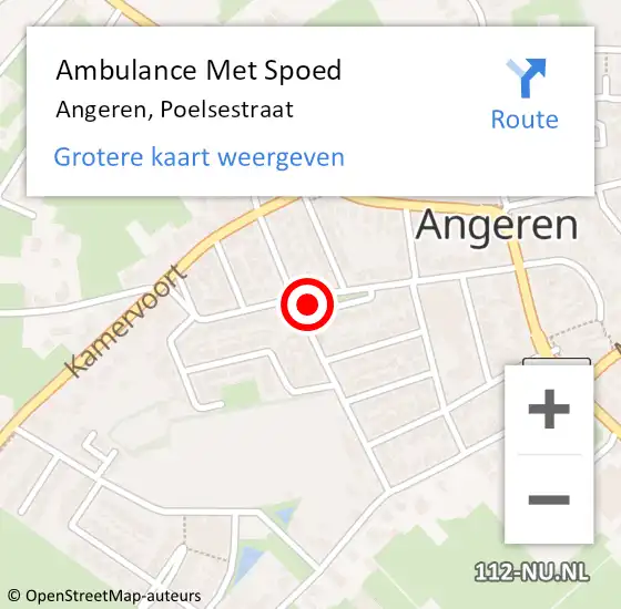 Locatie op kaart van de 112 melding: Ambulance Met Spoed Naar Angeren, Poelsestraat op 7 juni 2021 19:24