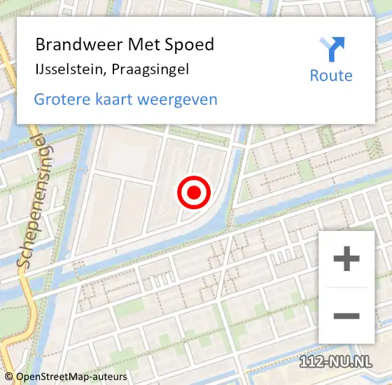 Locatie op kaart van de 112 melding: Brandweer Met Spoed Naar IJsselstein, Praagsingel op 7 juni 2021 20:19