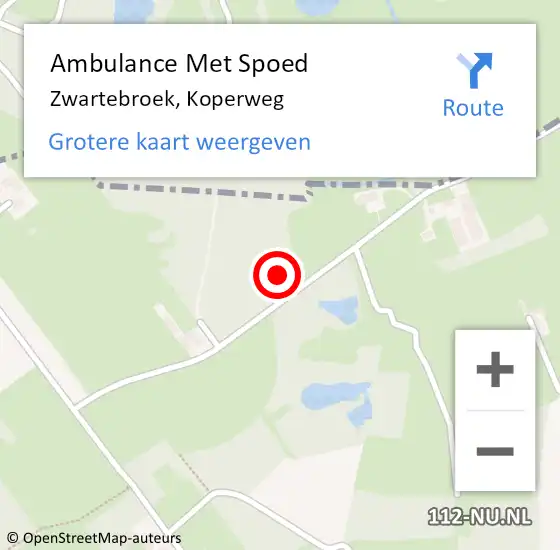 Locatie op kaart van de 112 melding: Ambulance Met Spoed Naar Zwartebroek, Koperweg op 7 juni 2021 21:12
