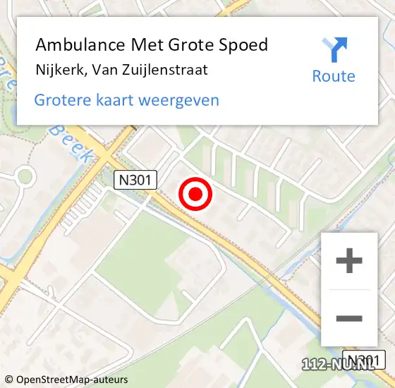 Locatie op kaart van de 112 melding: Ambulance Met Grote Spoed Naar Nijkerk, Van Zuijlenstraat op 7 juni 2021 23:01