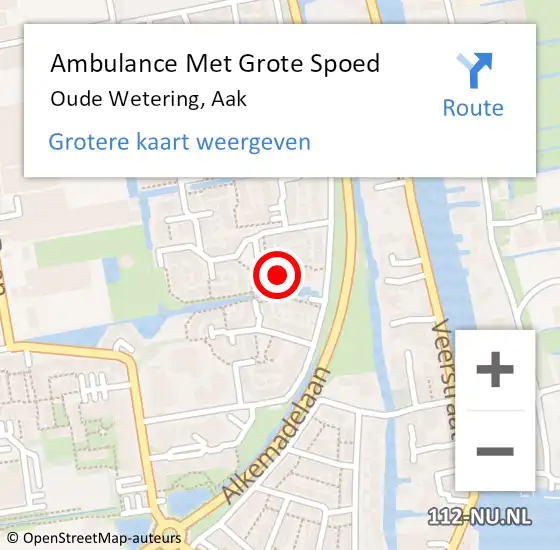 Locatie op kaart van de 112 melding: Ambulance Met Grote Spoed Naar Oude Wetering, Aak op 8 juni 2021 02:59