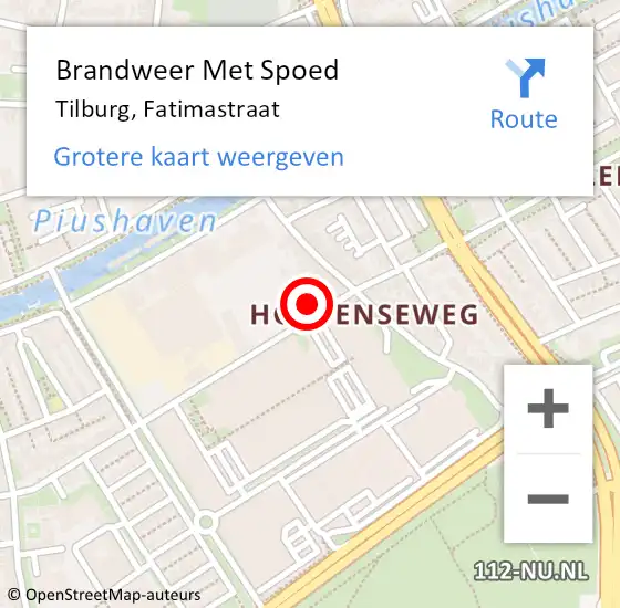 Locatie op kaart van de 112 melding: Brandweer Met Spoed Naar Tilburg, Fatimastraat op 8 juni 2021 04:39