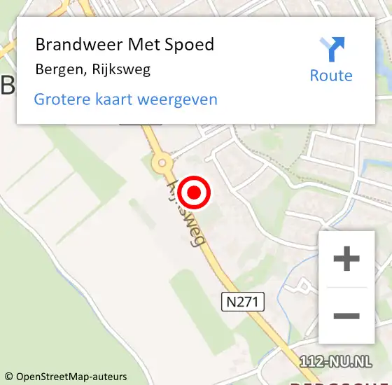 Locatie op kaart van de 112 melding: Brandweer Met Spoed Naar Bergen, Rijksweg op 8 juni 2021 10:10
