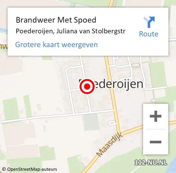 Locatie op kaart van de 112 melding: Brandweer Met Spoed Naar Poederoijen, Juliana van Stolbergstr op 8 juni 2021 10:13