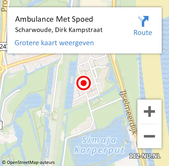 Locatie op kaart van de 112 melding: Ambulance Met Spoed Naar Scharwoude, D.Kampstraat op 8 juni 2021 13:13