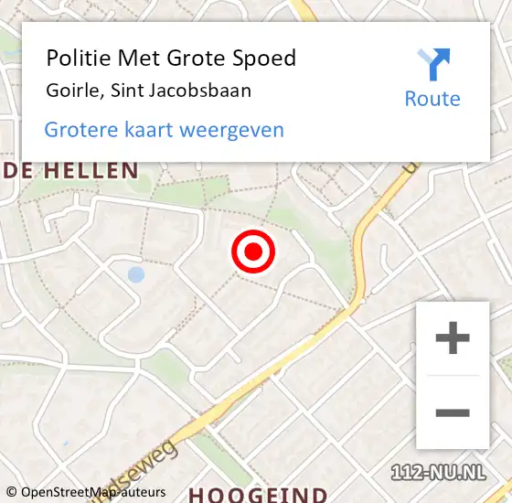 Locatie op kaart van de 112 melding: Politie Met Grote Spoed Naar Goirle, Sint Jacobsbaan op 8 juni 2021 14:02