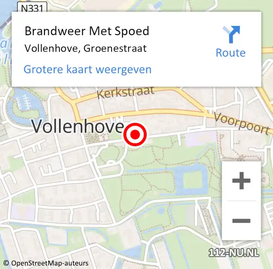 Locatie op kaart van de 112 melding: Brandweer Met Spoed Naar Vollenhove, Groenestraat op 8 juni 2021 15:00