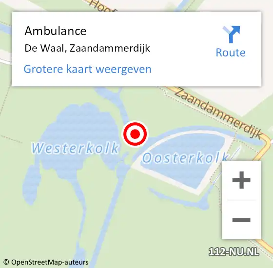 Locatie op kaart van de 112 melding: Ambulance De Waal, Zaandammerdijk op 8 juni 2021 15:37