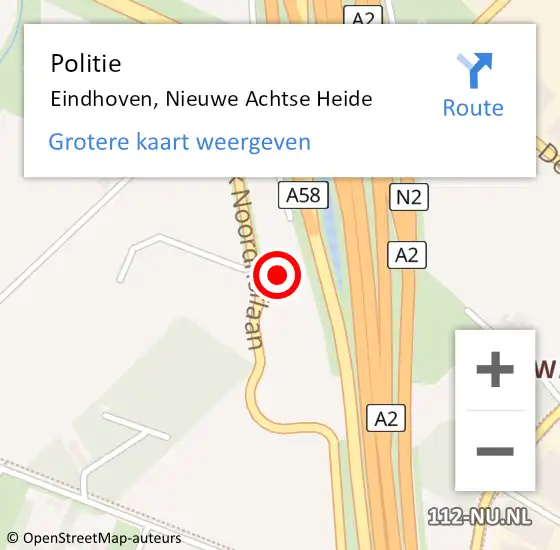 Locatie op kaart van de 112 melding: Politie Eindhoven, Nieuwe Achtse Heide op 8 juni 2021 17:05