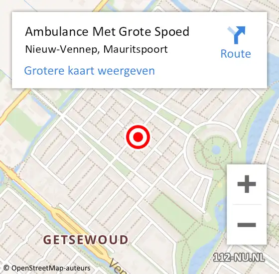 Locatie op kaart van de 112 melding: Ambulance Met Grote Spoed Naar Nieuw-Vennep, Mauritspoort op 8 juni 2021 19:58