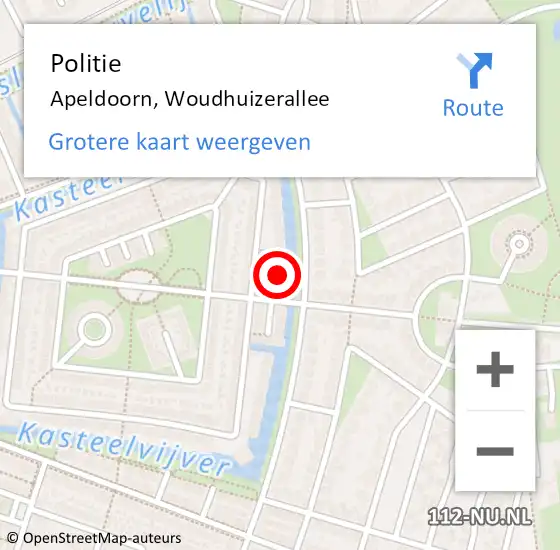 Locatie op kaart van de 112 melding: Politie Apeldoorn, Woudhuizerallee op 9 juni 2021 00:08