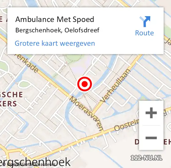 Locatie op kaart van de 112 melding: Ambulance Met Spoed Naar Bergschenhoek, Oelofsdreef op 9 juni 2021 10:45