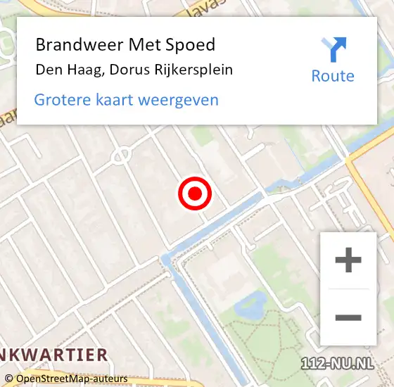 Locatie op kaart van de 112 melding: Brandweer Met Spoed Naar Den Haag, Dorus Rijkersplein op 9 juni 2021 15:26