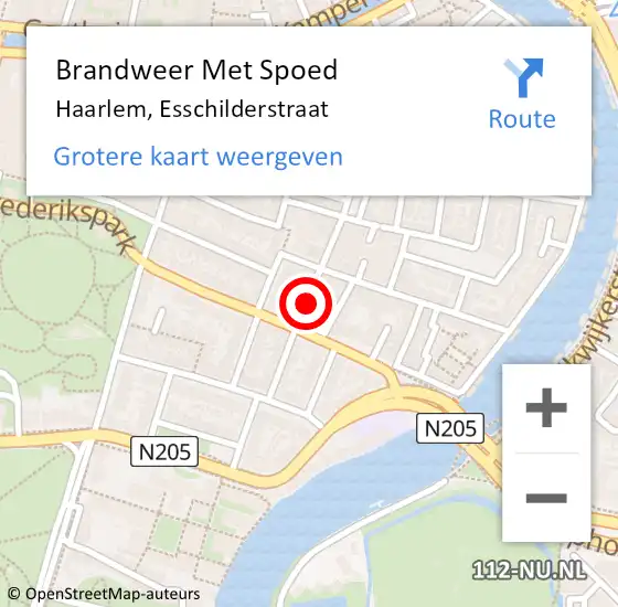 Locatie op kaart van de 112 melding: Brandweer Met Spoed Naar Haarlem, Esschilderstraat op 9 juni 2021 15:50