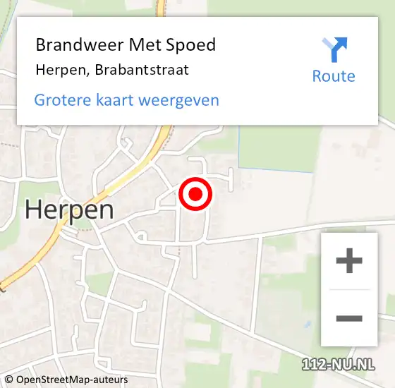 Locatie op kaart van de 112 melding: Brandweer Met Spoed Naar Herpen, Brabantstraat op 9 juni 2021 18:41