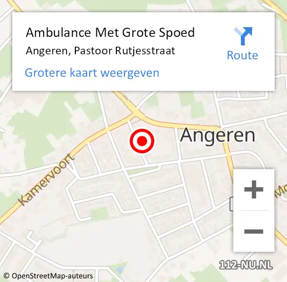 Locatie op kaart van de 112 melding: Ambulance Met Grote Spoed Naar Angeren, Pastoor Rutjesstraat op 10 juni 2021 01:40