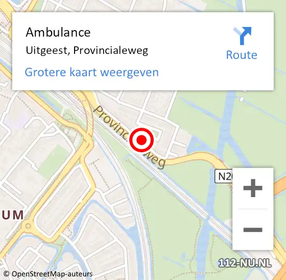 Locatie op kaart van de 112 melding: Ambulance Uitgeest, Provincialeweg op 10 juni 2021 13:01