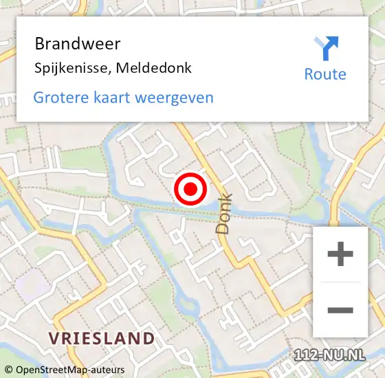 Locatie op kaart van de 112 melding: Brandweer Spijkenisse, Meldedonk op 10 juni 2021 13:06