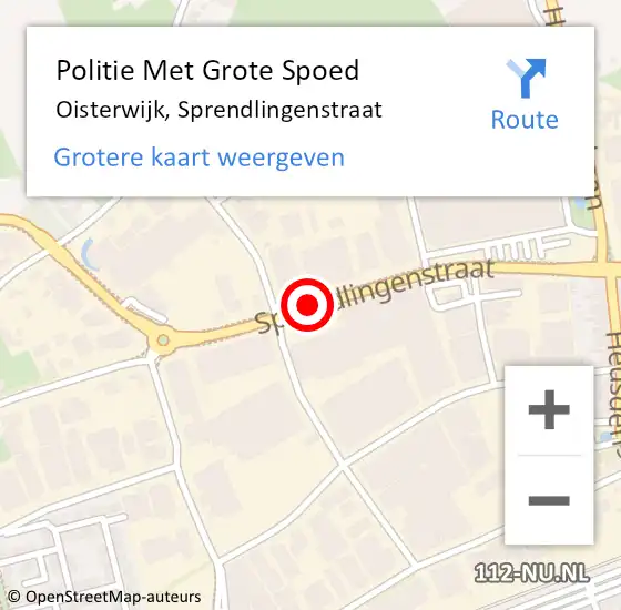 Locatie op kaart van de 112 melding: Politie Met Grote Spoed Naar Oisterwijk, Sprendlingenstraat op 10 juni 2021 16:48