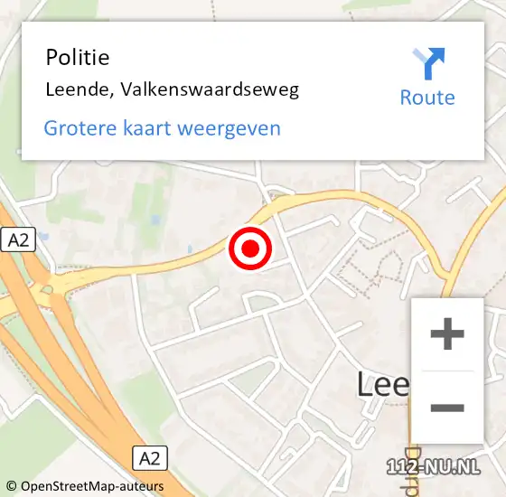 Locatie op kaart van de 112 melding: Politie Leende, Valkenswaardseweg op 10 juni 2021 16:49
