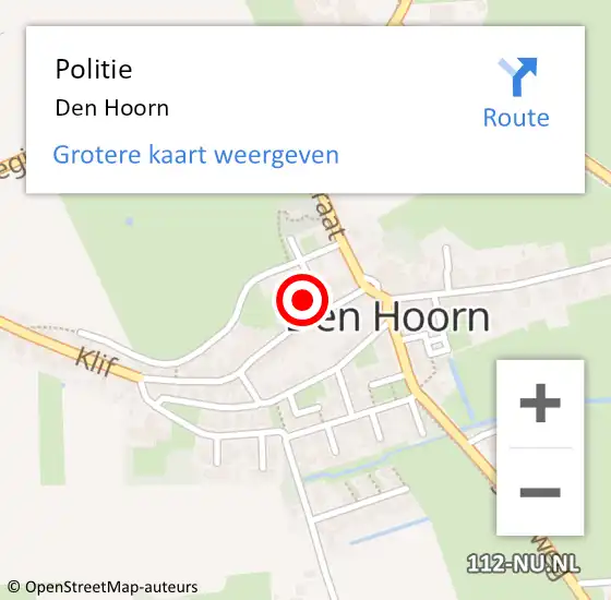 Locatie op kaart van de 112 melding: Politie Den Hoorn op 10 juni 2021 18:49
