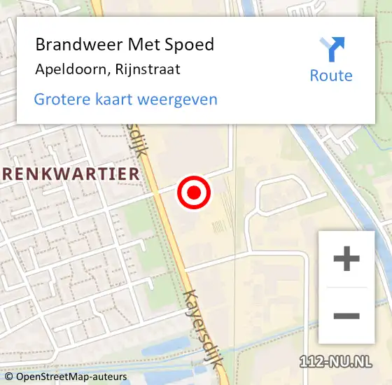 Locatie op kaart van de 112 melding: Brandweer Met Spoed Naar Apeldoorn, Rijnstraat op 10 juni 2021 21:06