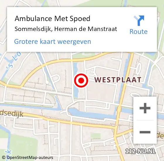 Locatie op kaart van de 112 melding: Ambulance Met Spoed Naar Sommelsdijk, Herman de Manstraat op 10 juni 2021 22:53