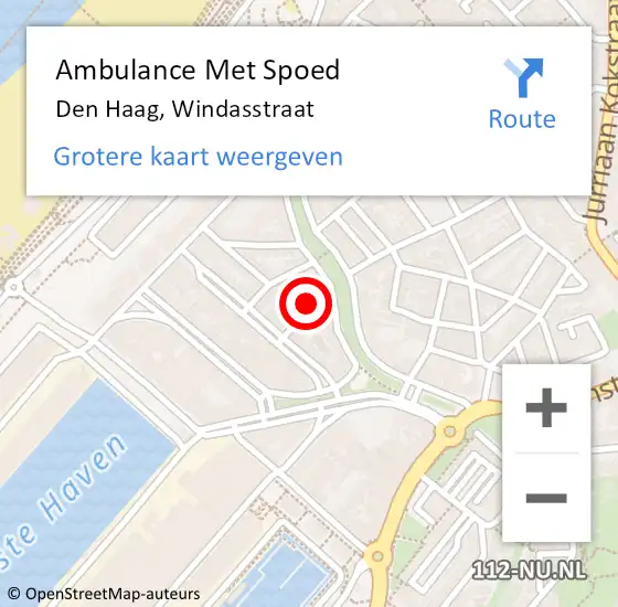 Locatie op kaart van de 112 melding: Ambulance Met Spoed Naar Den Haag, Windasstraat op 10 juni 2021 23:09