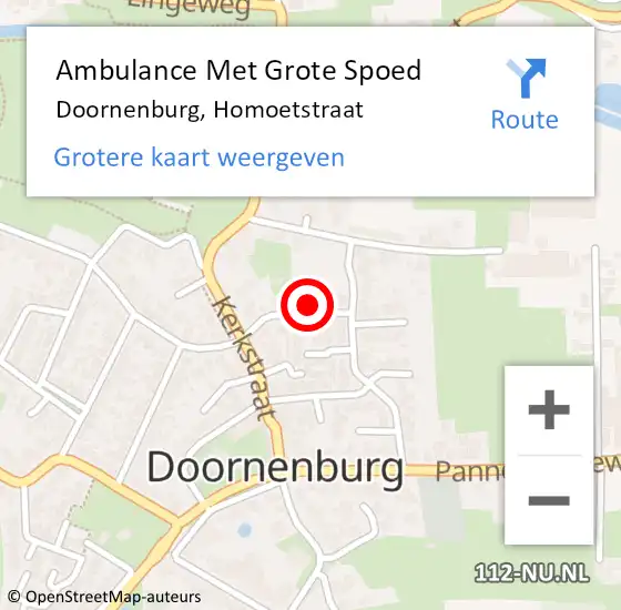 Locatie op kaart van de 112 melding: Ambulance Met Grote Spoed Naar Doornenburg, Homoetstraat op 11 juni 2021 06:25