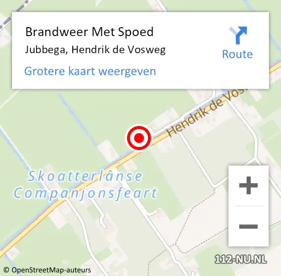 Locatie op kaart van de 112 melding: Brandweer Met Spoed Naar Jubbega, Hendrik de Vosweg op 11 juni 2021 09:24