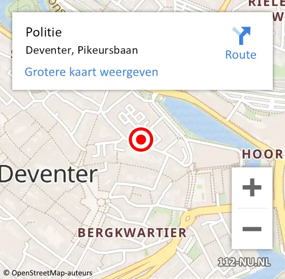 Locatie op kaart van de 112 melding: Politie Deventer, Pikeursbaan op 11 juni 2021 09:53