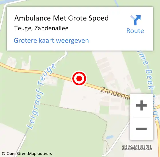 Locatie op kaart van de 112 melding: Ambulance Met Grote Spoed Naar Teuge, Zandenallee op 11 juni 2021 10:31