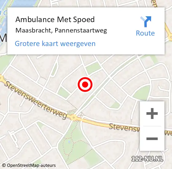 Locatie op kaart van de 112 melding: Ambulance Met Spoed Naar Maasbracht, Pannenstaartweg op 11 juni 2021 14:48