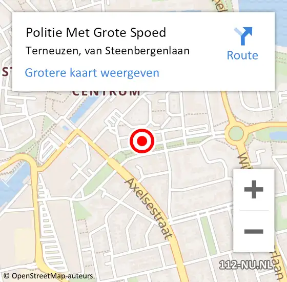 Locatie op kaart van de 112 melding: Politie Met Grote Spoed Naar Terneuzen, van Steenbergenlaan op 11 juni 2021 14:57