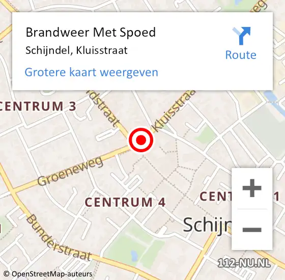 Locatie op kaart van de 112 melding: Brandweer Met Spoed Naar Schijndel, Kluisstraat op 11 juni 2021 16:30