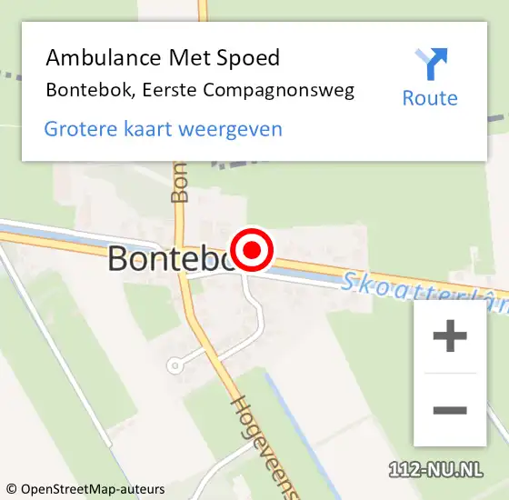 Locatie op kaart van de 112 melding: Ambulance Met Spoed Naar Bontebok, Eerste Compagnonsweg op 11 juni 2021 22:53