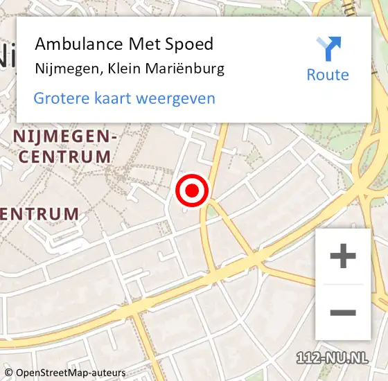 Locatie op kaart van de 112 melding: Ambulance Met Spoed Naar Nijmegen, Klein Mariënburg op 12 juni 2021 02:39