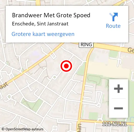 Locatie op kaart van de 112 melding: Brandweer Met Grote Spoed Naar Enschede, Sint Janstraat op 12 juni 2021 09:08