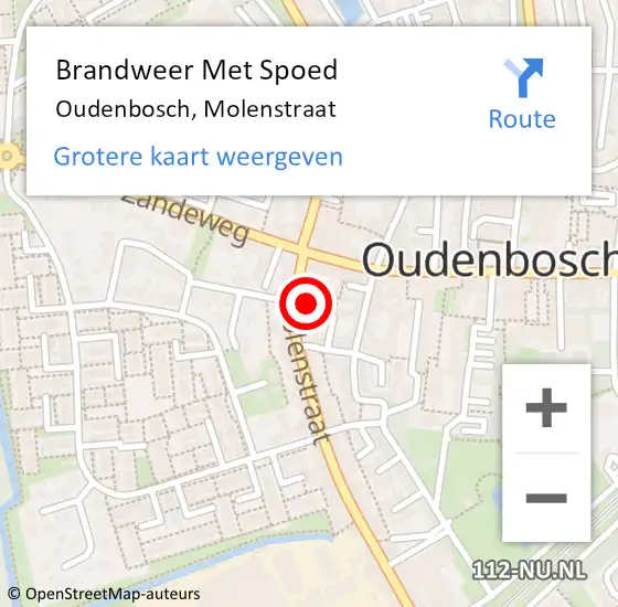 Locatie op kaart van de 112 melding: Brandweer Met Spoed Naar Oudenbosch, Molenstraat op 12 juni 2021 12:20