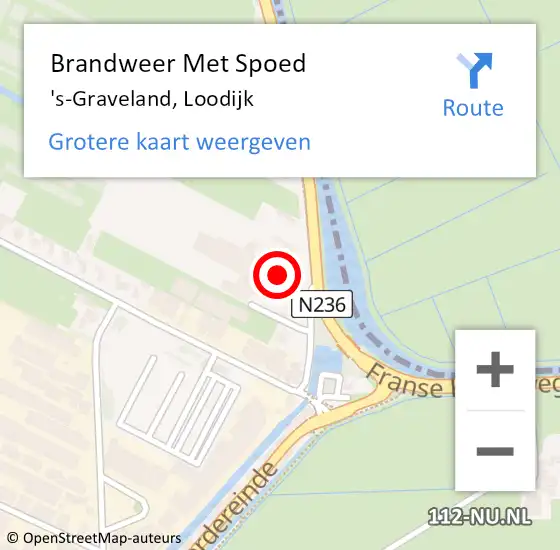 Locatie op kaart van de 112 melding: Brandweer Met Spoed Naar 's-Graveland, Loodijk op 12 juni 2021 14:01